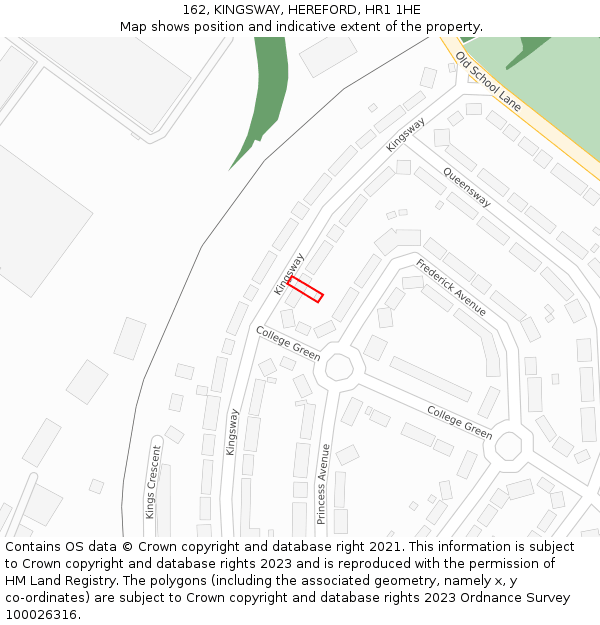162, KINGSWAY, HEREFORD, HR1 1HE: Location map and indicative extent of plot