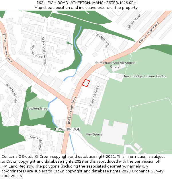 162, LEIGH ROAD, ATHERTON, MANCHESTER, M46 0PH: Location map and indicative extent of plot