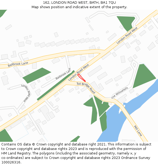 162, LONDON ROAD WEST, BATH, BA1 7QU: Location map and indicative extent of plot