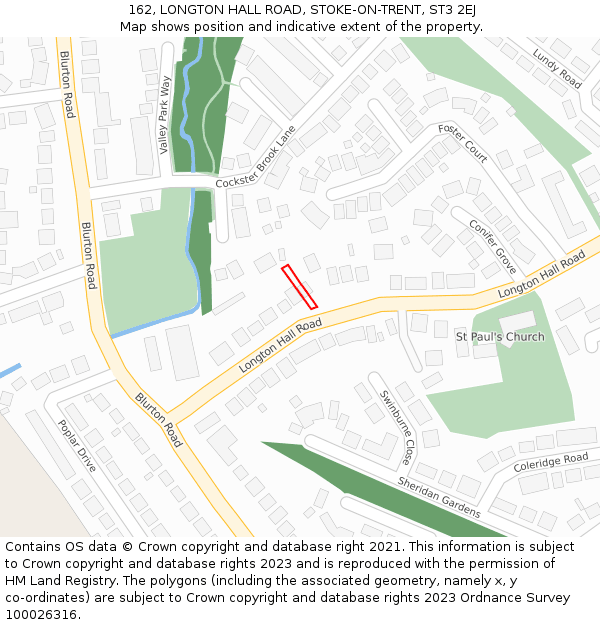 162, LONGTON HALL ROAD, STOKE-ON-TRENT, ST3 2EJ: Location map and indicative extent of plot