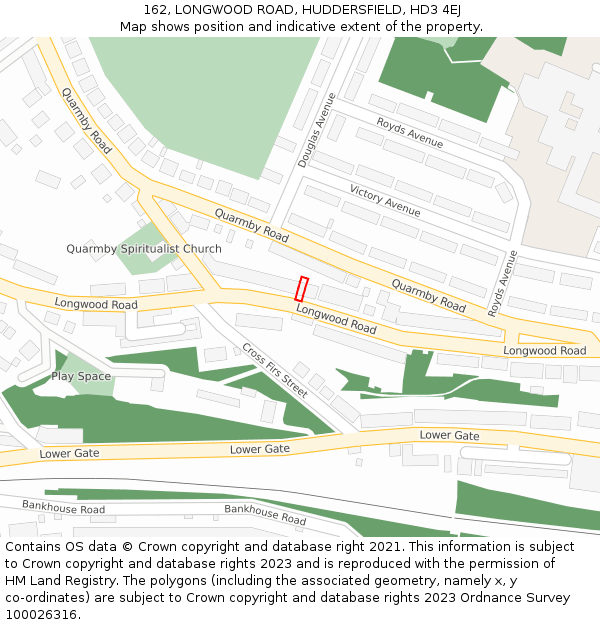 162, LONGWOOD ROAD, HUDDERSFIELD, HD3 4EJ: Location map and indicative extent of plot