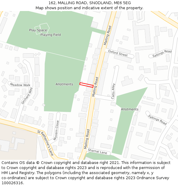 162, MALLING ROAD, SNODLAND, ME6 5EG: Location map and indicative extent of plot