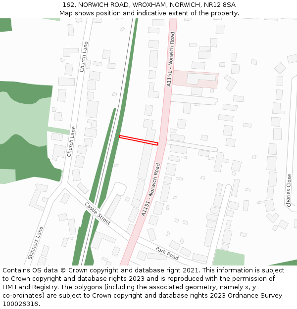 162, NORWICH ROAD, WROXHAM, NORWICH, NR12 8SA: Location map and indicative extent of plot