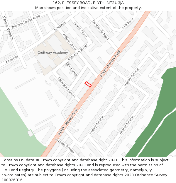 162, PLESSEY ROAD, BLYTH, NE24 3JA: Location map and indicative extent of plot