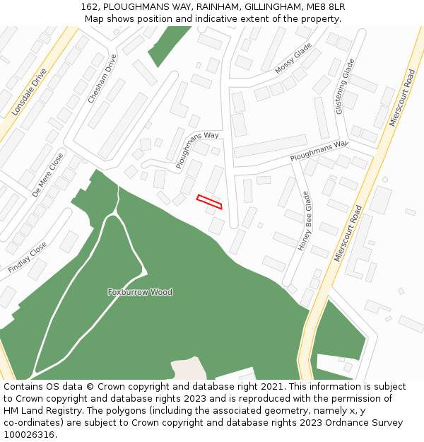 162, PLOUGHMANS WAY, RAINHAM, GILLINGHAM, ME8 8LR: Location map and indicative extent of plot