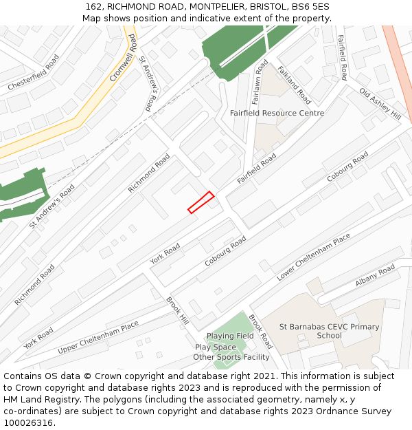 162, RICHMOND ROAD, MONTPELIER, BRISTOL, BS6 5ES: Location map and indicative extent of plot