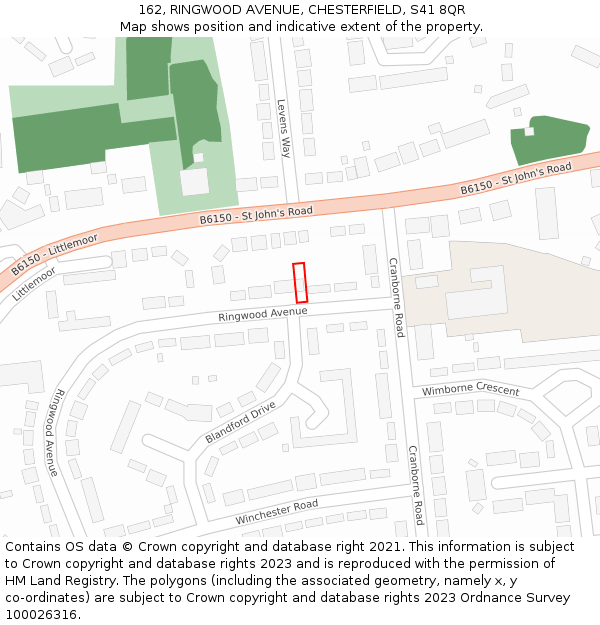 162, RINGWOOD AVENUE, CHESTERFIELD, S41 8QR: Location map and indicative extent of plot