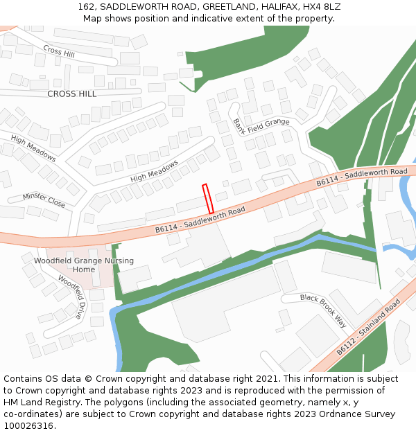 162, SADDLEWORTH ROAD, GREETLAND, HALIFAX, HX4 8LZ: Location map and indicative extent of plot
