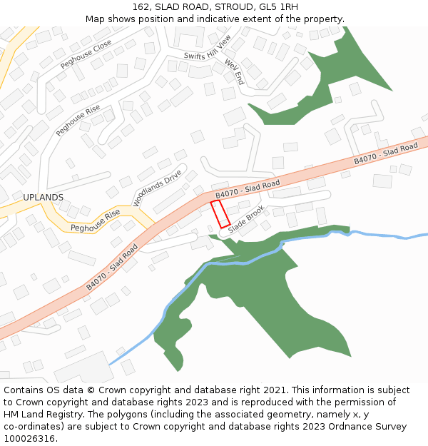 162, SLAD ROAD, STROUD, GL5 1RH: Location map and indicative extent of plot