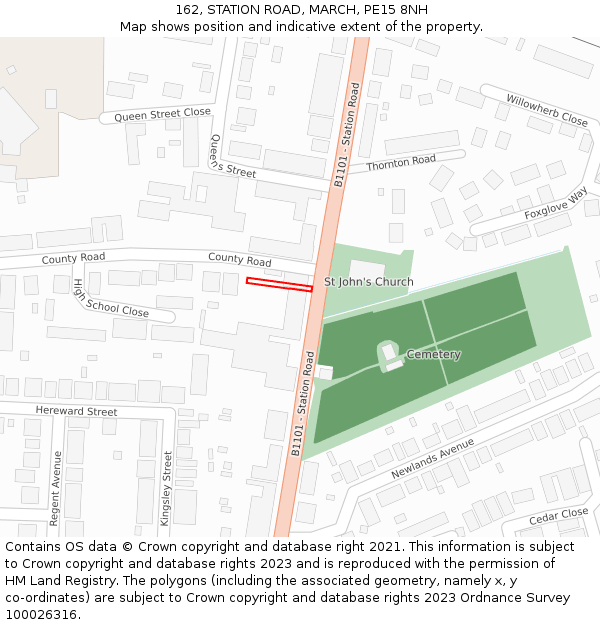 162, STATION ROAD, MARCH, PE15 8NH: Location map and indicative extent of plot