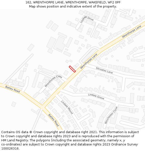 162, WRENTHORPE LANE, WRENTHORPE, WAKEFIELD, WF2 0PF: Location map and indicative extent of plot