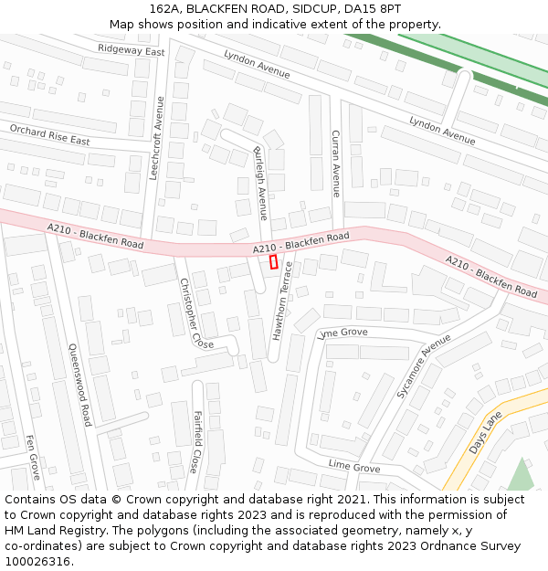 162A, BLACKFEN ROAD, SIDCUP, DA15 8PT: Location map and indicative extent of plot