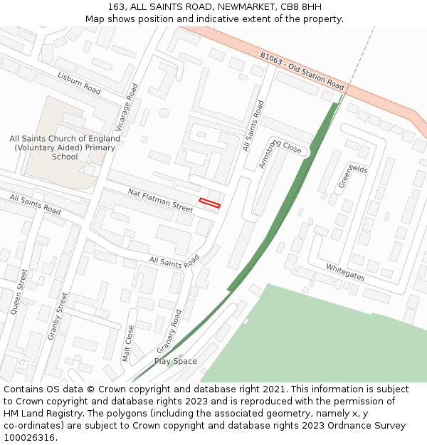 163, ALL SAINTS ROAD, NEWMARKET, CB8 8HH: Location map and indicative extent of plot