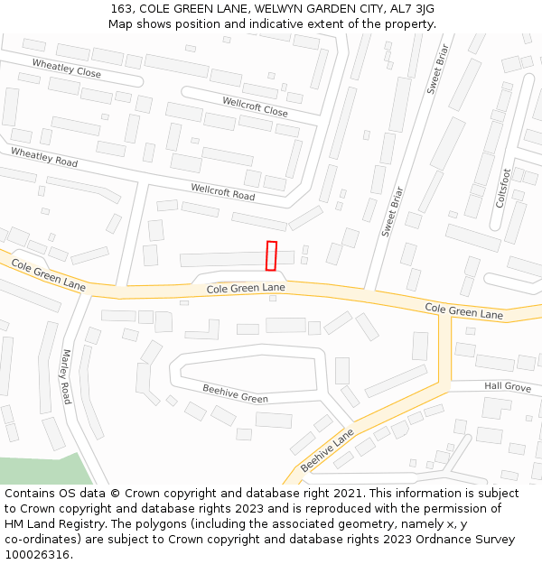 163, COLE GREEN LANE, WELWYN GARDEN CITY, AL7 3JG: Location map and indicative extent of plot