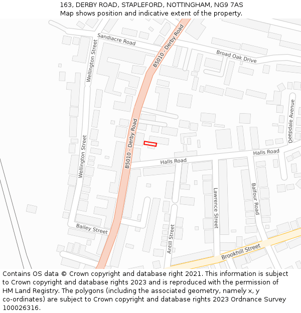 163, DERBY ROAD, STAPLEFORD, NOTTINGHAM, NG9 7AS: Location map and indicative extent of plot