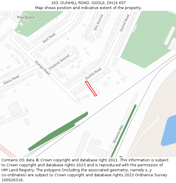 163, DUNHILL ROAD, GOOLE, DN14 6ST: Location map and indicative extent of plot