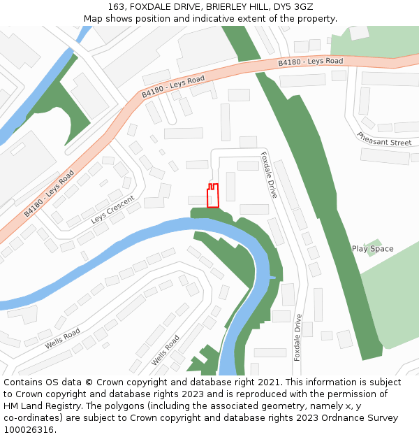 163, FOXDALE DRIVE, BRIERLEY HILL, DY5 3GZ: Location map and indicative extent of plot
