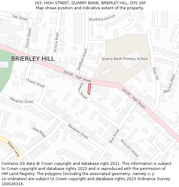163, HIGH STREET, QUARRY BANK, BRIERLEY HILL, DY5 2AF: Location map and indicative extent of plot