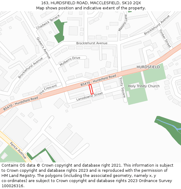 163, HURDSFIELD ROAD, MACCLESFIELD, SK10 2QX: Location map and indicative extent of plot