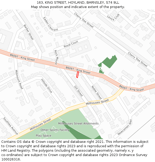 163, KING STREET, HOYLAND, BARNSLEY, S74 9LL: Location map and indicative extent of plot