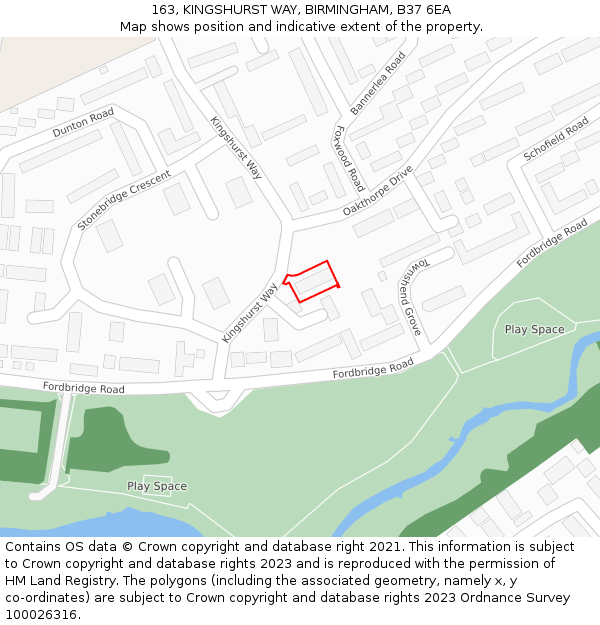 163, KINGSHURST WAY, BIRMINGHAM, B37 6EA: Location map and indicative extent of plot