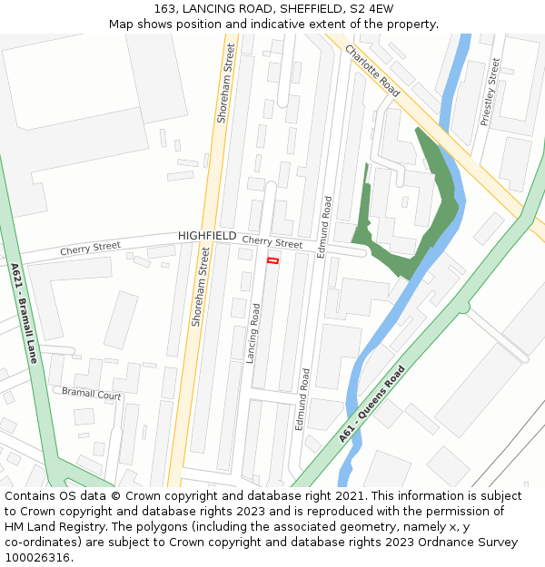 163, LANCING ROAD, SHEFFIELD, S2 4EW: Location map and indicative extent of plot