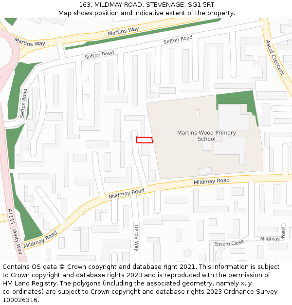 163, MILDMAY ROAD, STEVENAGE, SG1 5RT: Location map and indicative extent of plot