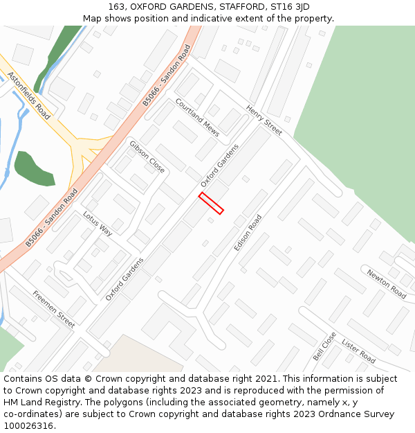 163, OXFORD GARDENS, STAFFORD, ST16 3JD: Location map and indicative extent of plot
