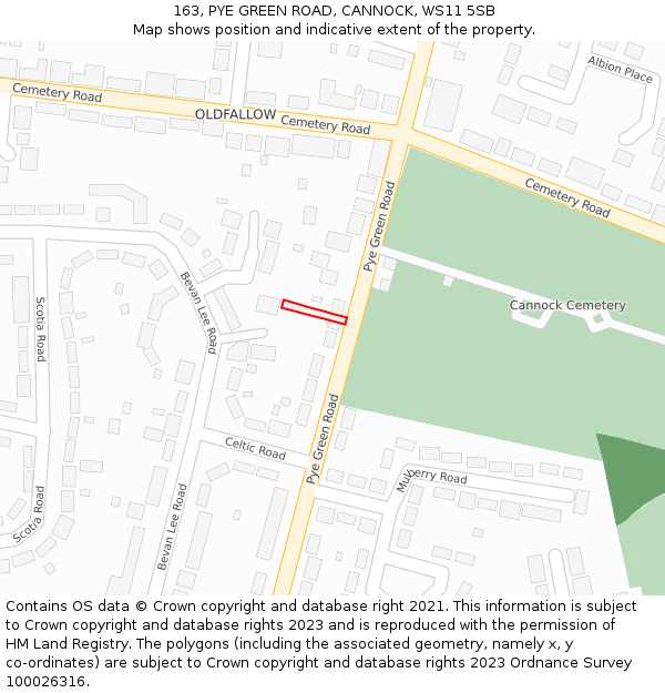 163, PYE GREEN ROAD, CANNOCK, WS11 5SB: Location map and indicative extent of plot