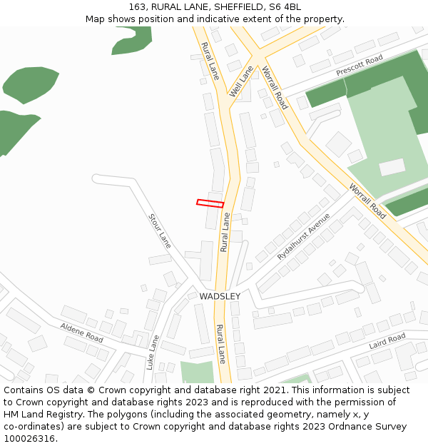 163, RURAL LANE, SHEFFIELD, S6 4BL: Location map and indicative extent of plot