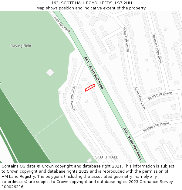 163, SCOTT HALL ROAD, LEEDS, LS7 2HH: Location map and indicative extent of plot