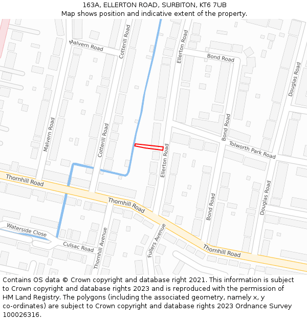 163A, ELLERTON ROAD, SURBITON, KT6 7UB: Location map and indicative extent of plot