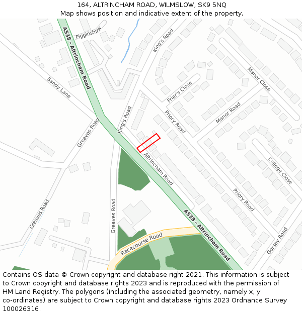 164, ALTRINCHAM ROAD, WILMSLOW, SK9 5NQ: Location map and indicative extent of plot