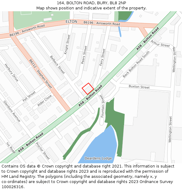 164, BOLTON ROAD, BURY, BL8 2NP: Location map and indicative extent of plot