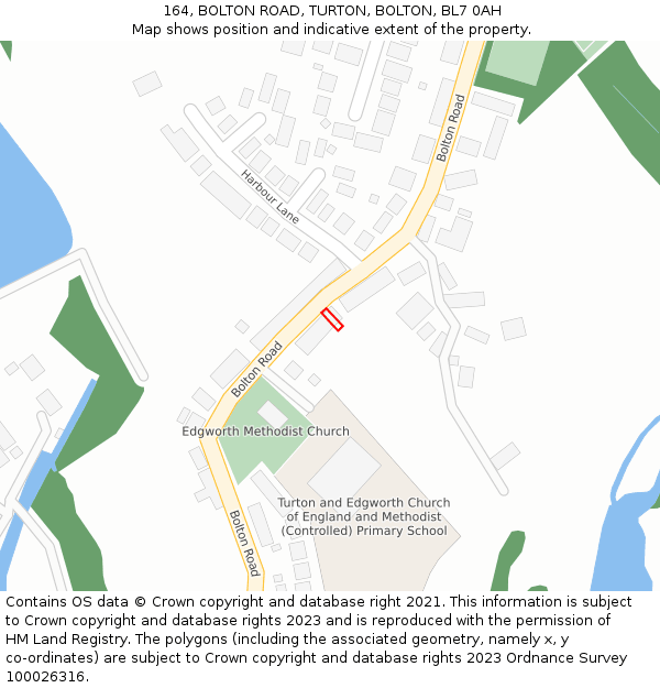 164, BOLTON ROAD, TURTON, BOLTON, BL7 0AH: Location map and indicative extent of plot