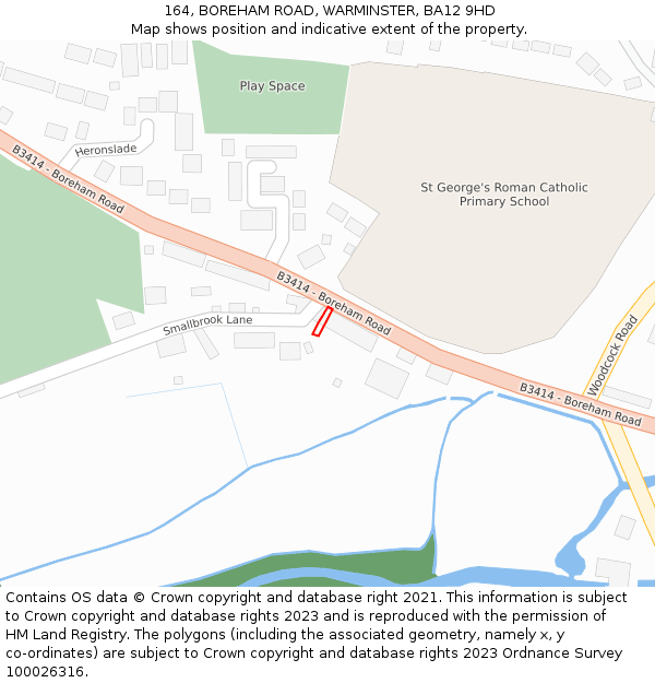 164, BOREHAM ROAD, WARMINSTER, BA12 9HD: Location map and indicative extent of plot
