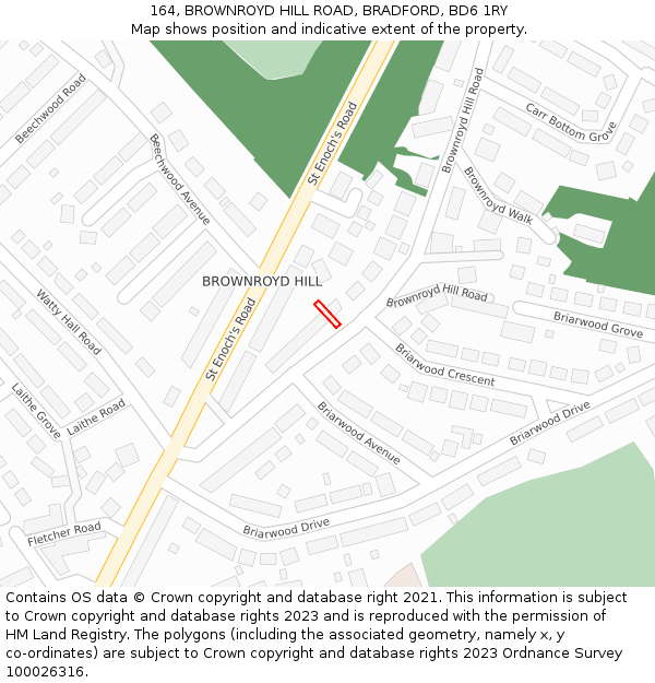 164, BROWNROYD HILL ROAD, BRADFORD, BD6 1RY: Location map and indicative extent of plot