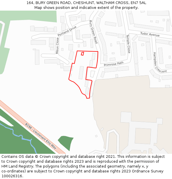 164, BURY GREEN ROAD, CHESHUNT, WALTHAM CROSS, EN7 5AL: Location map and indicative extent of plot