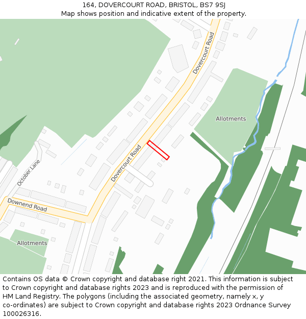 164, DOVERCOURT ROAD, BRISTOL, BS7 9SJ: Location map and indicative extent of plot