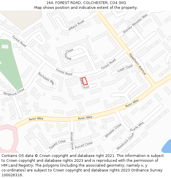 164, FOREST ROAD, COLCHESTER, CO4 3XG: Location map and indicative extent of plot