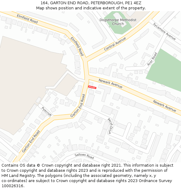 164, GARTON END ROAD, PETERBOROUGH, PE1 4EZ: Location map and indicative extent of plot