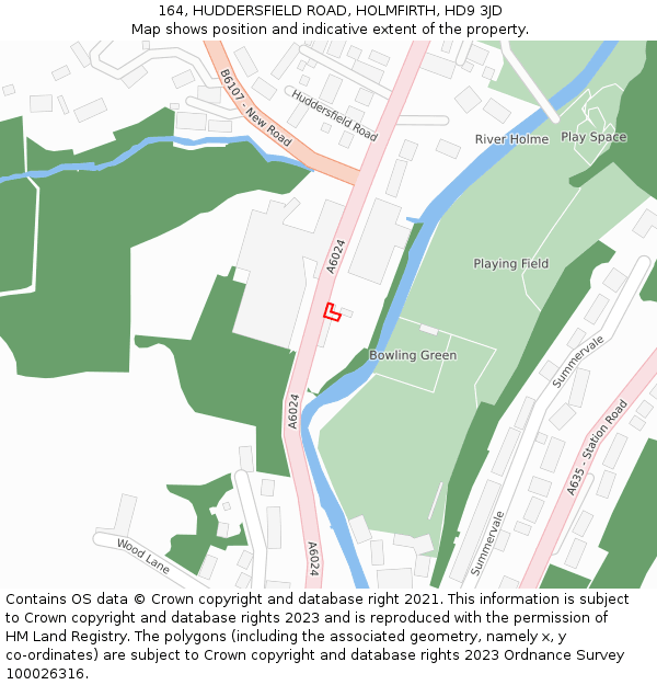 164, HUDDERSFIELD ROAD, HOLMFIRTH, HD9 3JD: Location map and indicative extent of plot