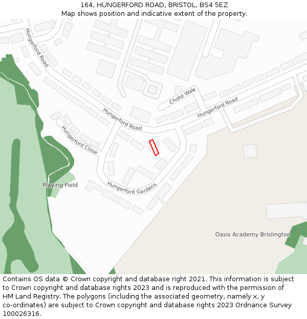 164, HUNGERFORD ROAD, BRISTOL, BS4 5EZ: Location map and indicative extent of plot