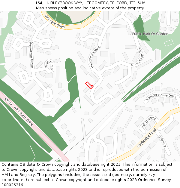 164, HURLEYBROOK WAY, LEEGOMERY, TELFORD, TF1 6UA: Location map and indicative extent of plot
