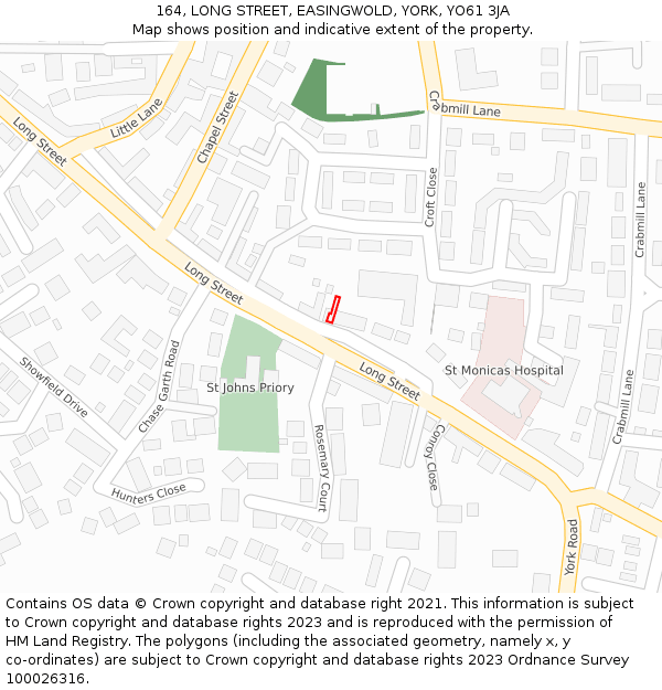 164, LONG STREET, EASINGWOLD, YORK, YO61 3JA: Location map and indicative extent of plot