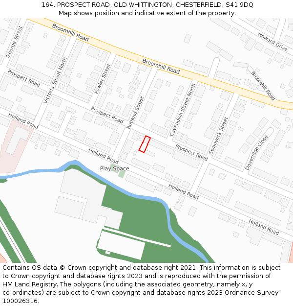 164, PROSPECT ROAD, OLD WHITTINGTON, CHESTERFIELD, S41 9DQ: Location map and indicative extent of plot