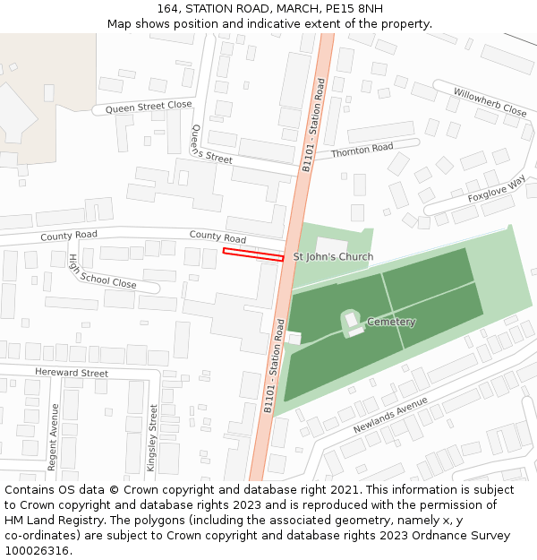 164, STATION ROAD, MARCH, PE15 8NH: Location map and indicative extent of plot