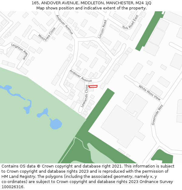 165, ANDOVER AVENUE, MIDDLETON, MANCHESTER, M24 1JQ: Location map and indicative extent of plot