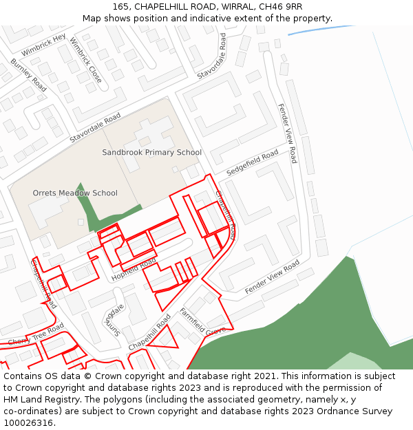 165, CHAPELHILL ROAD, WIRRAL, CH46 9RR: Location map and indicative extent of plot
