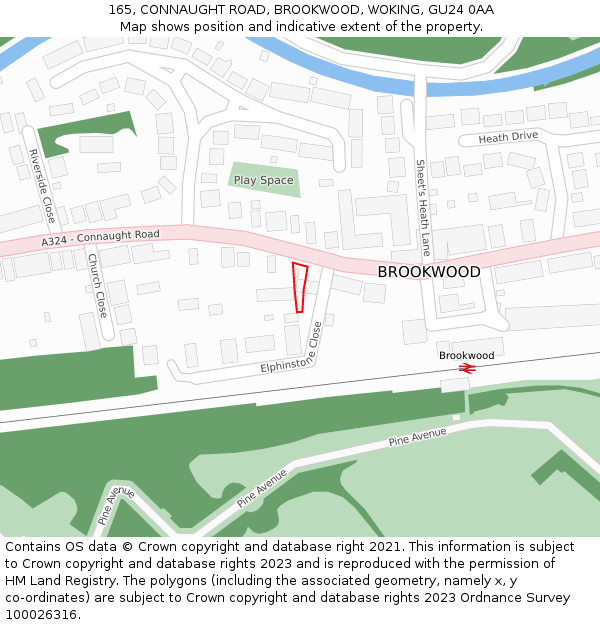 165, CONNAUGHT ROAD, BROOKWOOD, WOKING, GU24 0AA: Location map and indicative extent of plot